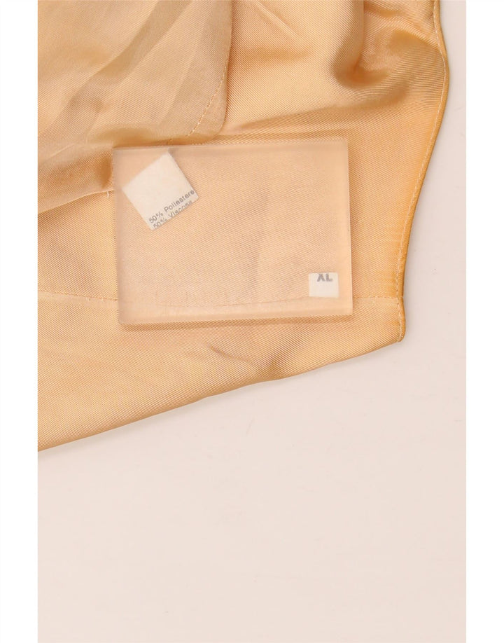Colete feminino vintage UK 18 XL poliéster geométrico bege
