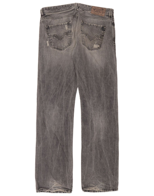 Diesel Mens Distressed Cargo Straight Jeans W32 L34 Azul Algodão