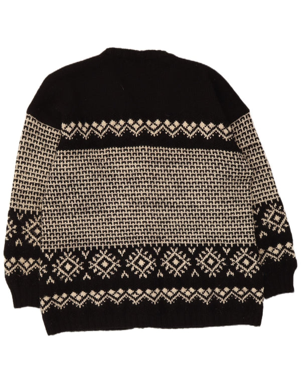 Suéter Cardigan Masculino Vintage XL Preto Fair Isle