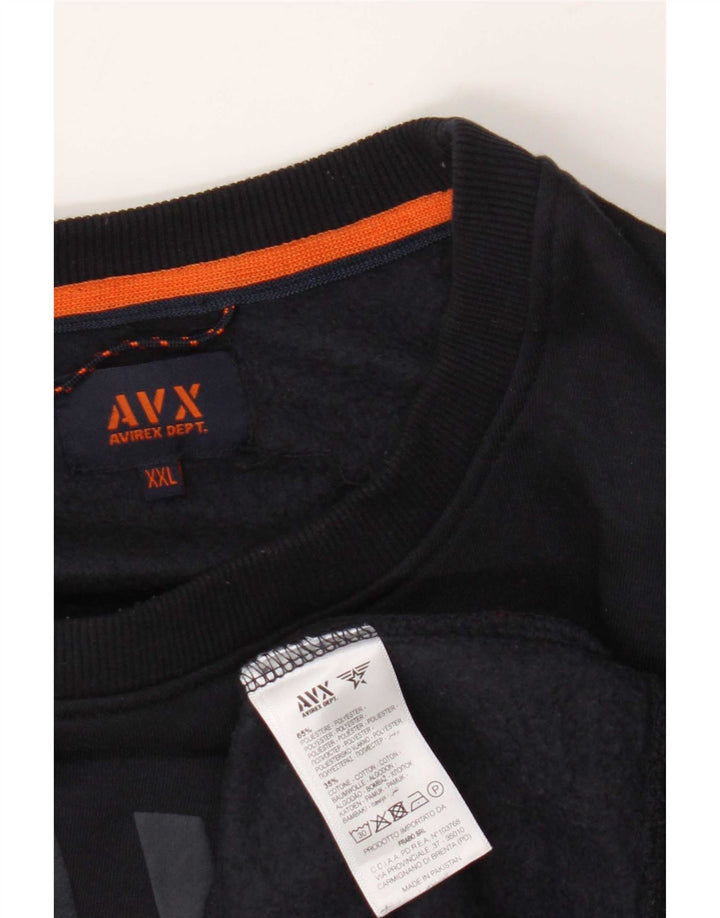 Suéter gráfico masculino Avirex 2XL poliéster azul marinho