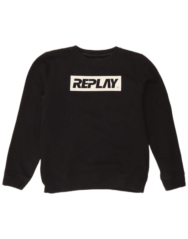 Replay moletom gráfico masculino jumper médio preto
