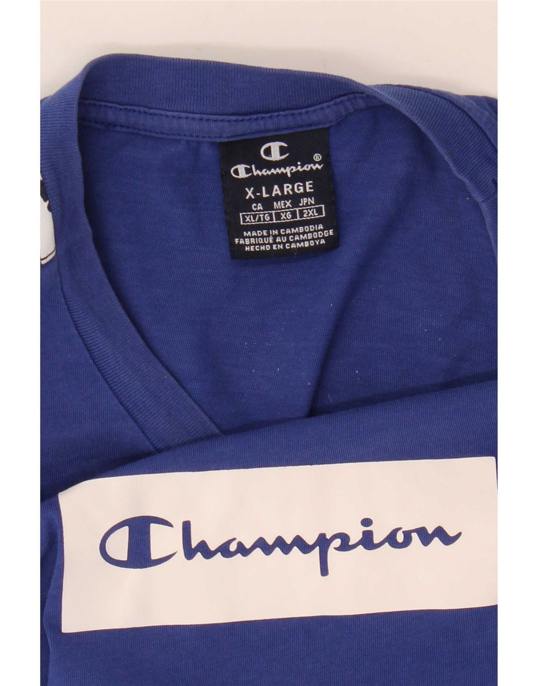 Camiseta gráfica masculina Champion XL azul colorblock