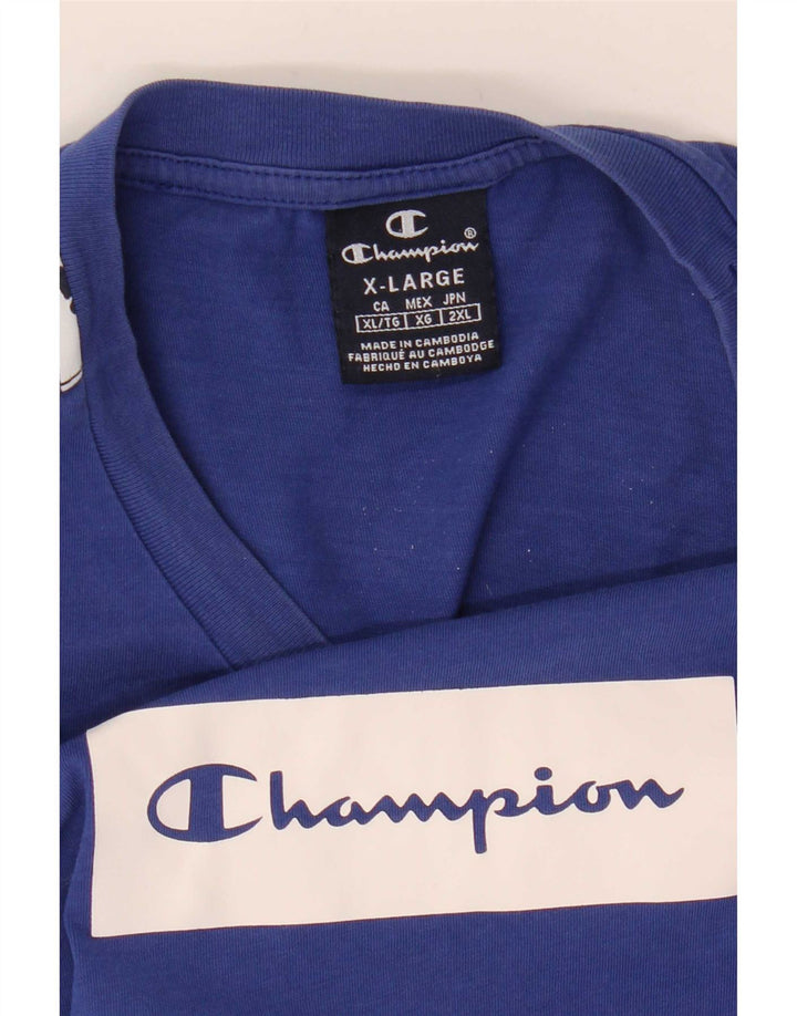 Camiseta gráfica masculina Champion XL azul colorblock