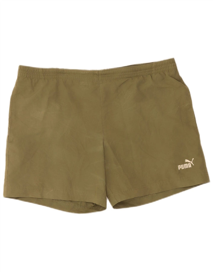 Shorts esportivos masculinos Puma grandes cáqui