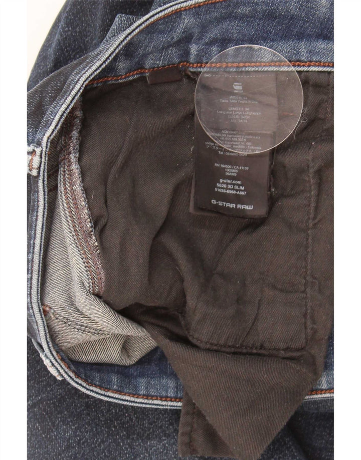 G-Star Mens Slim Jeans W34 L34 Azul Marinho Algodão