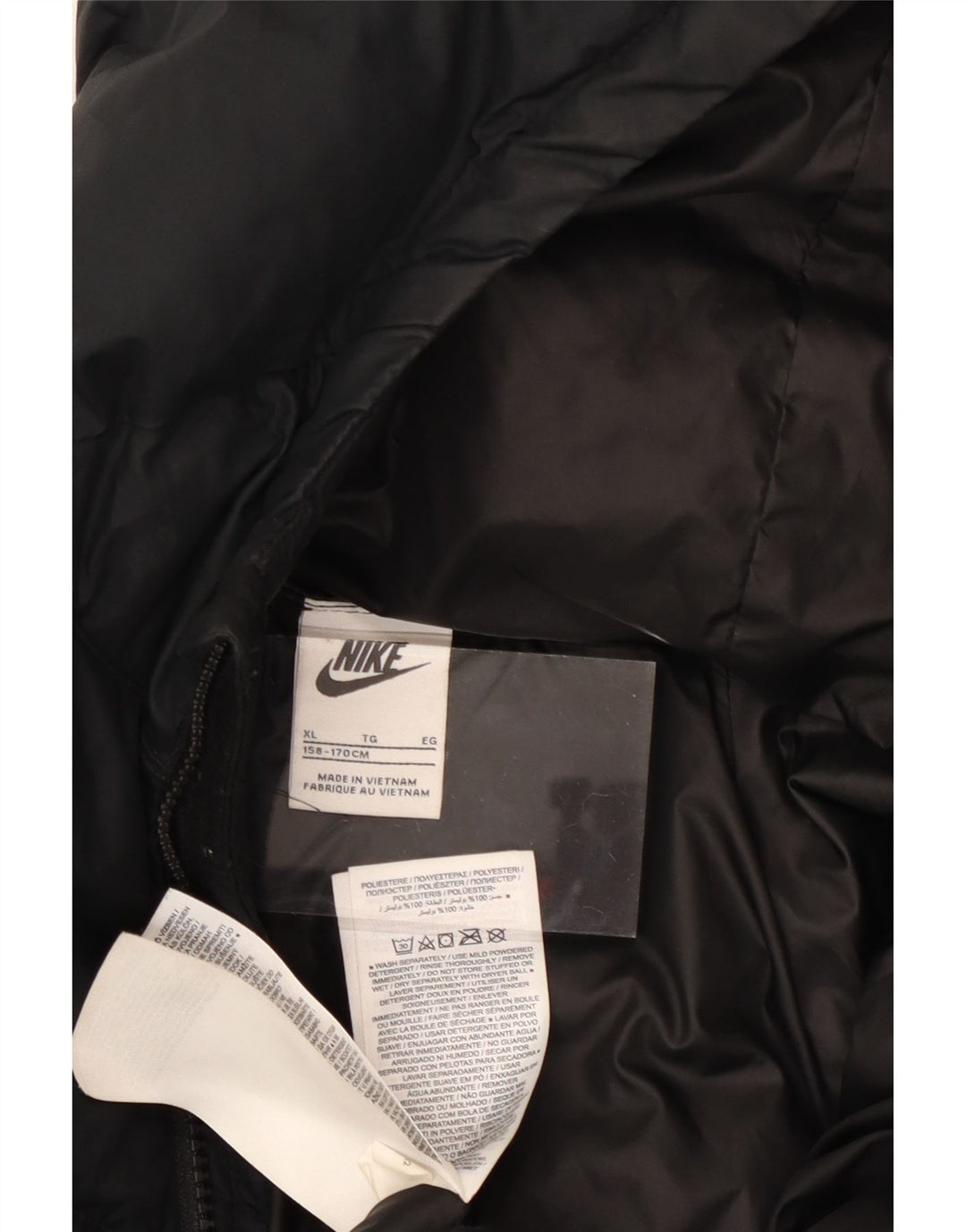 Jaqueta acolchoada com capuz para meninos NIKE 13-14 anos XL preto poliéster