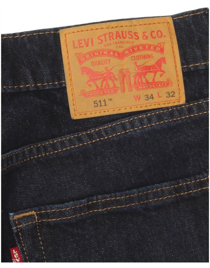 Levi's Masculino 511 Slim Jeans W34 L31 Azul Marinho Algodão