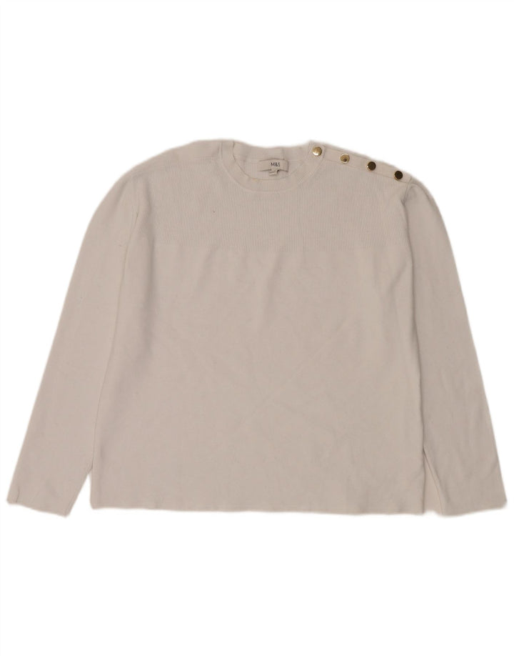Suéter feminino Marks & Spencer com gola redonda Reino Unido 14 viscose branca média