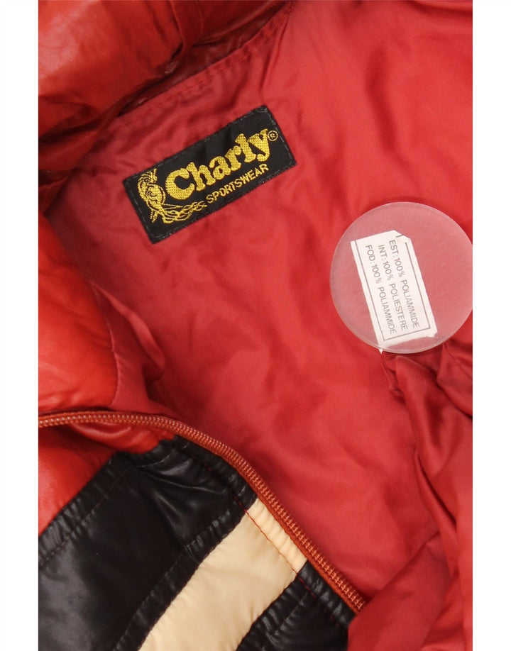 Jaqueta acolchoada com capuz feminino Charly IT 48 XL vermelho Colourblock poliamida