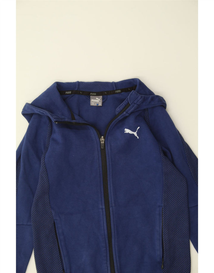 PUMA Boys Zip Hoodie Sweater 9-10 Years Navy Blue Cotton Vintage Puma and Second-Hand Puma from Messina Hembry 