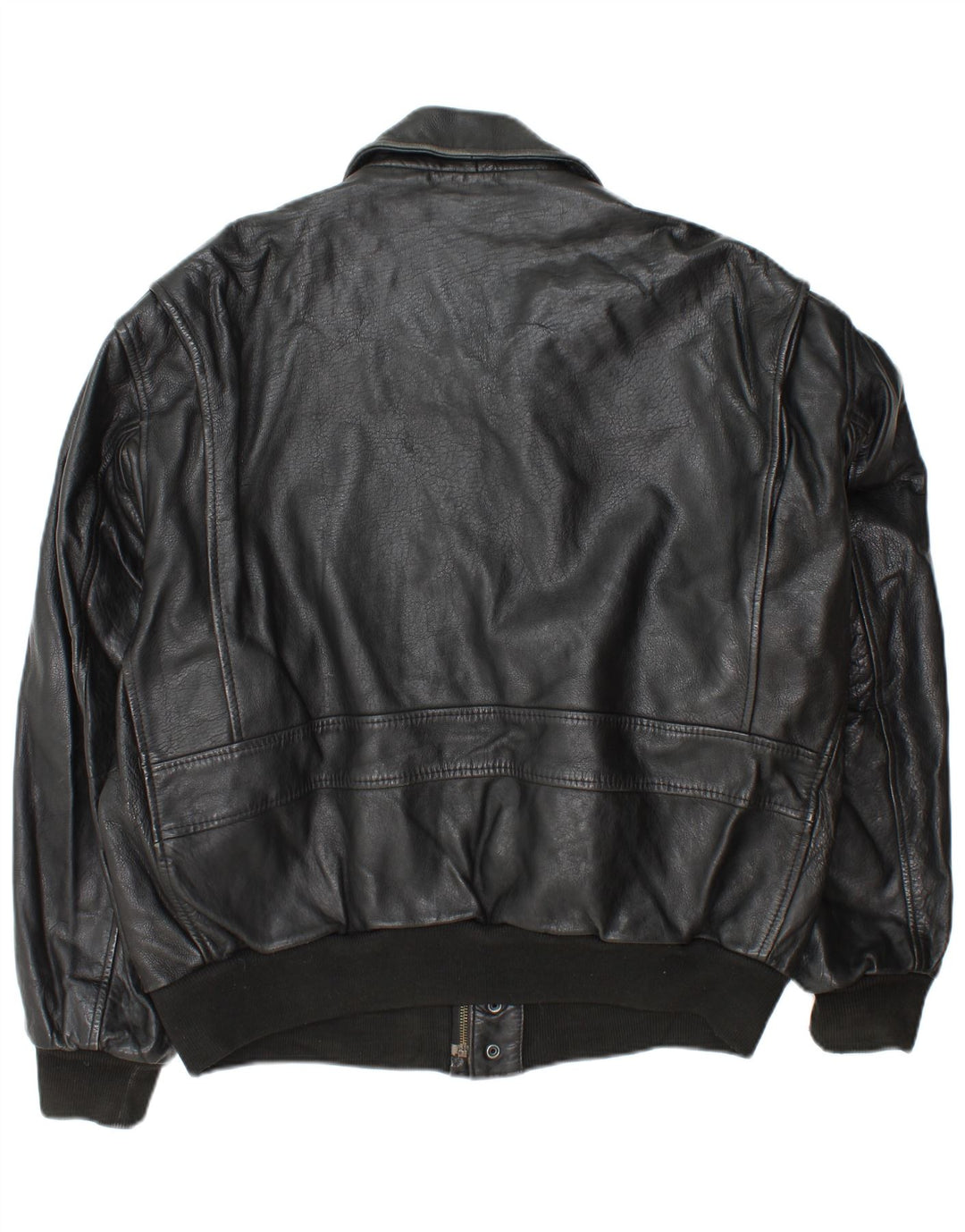 Jaqueta de couro militar masculina vintage Reino Unido 42 XL couro preto