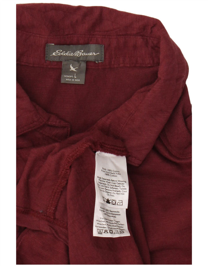 Camisa feminina EDDIE BAUER Reino Unido 16 grande algodão marrom
