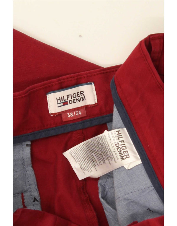 Tommy Hilfiger Mens Slim Chino Calças W38 L30 Algodão Vermelho