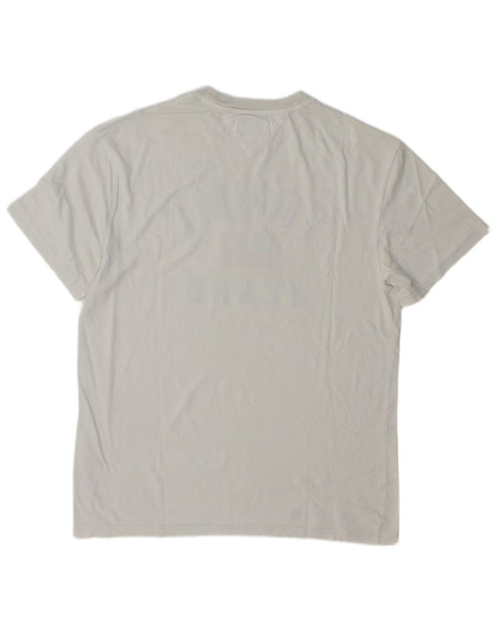 Tommy Hilfiger Camiseta masculina gráfica Top médio algodão branco