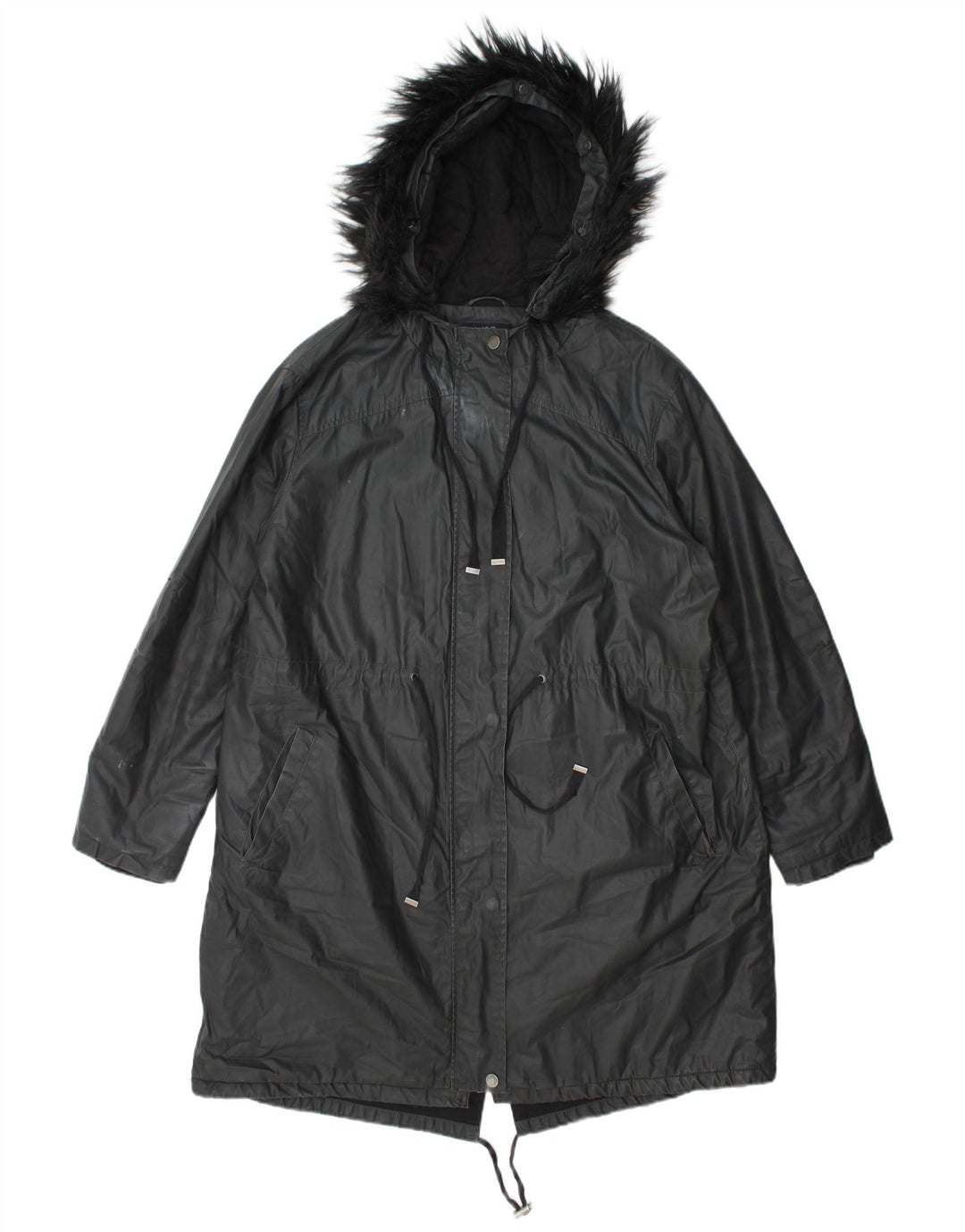Jaqueta Parka Feminina Marks & Spencer com Capuz Encerado Reino Unido 14 Grande Cinza