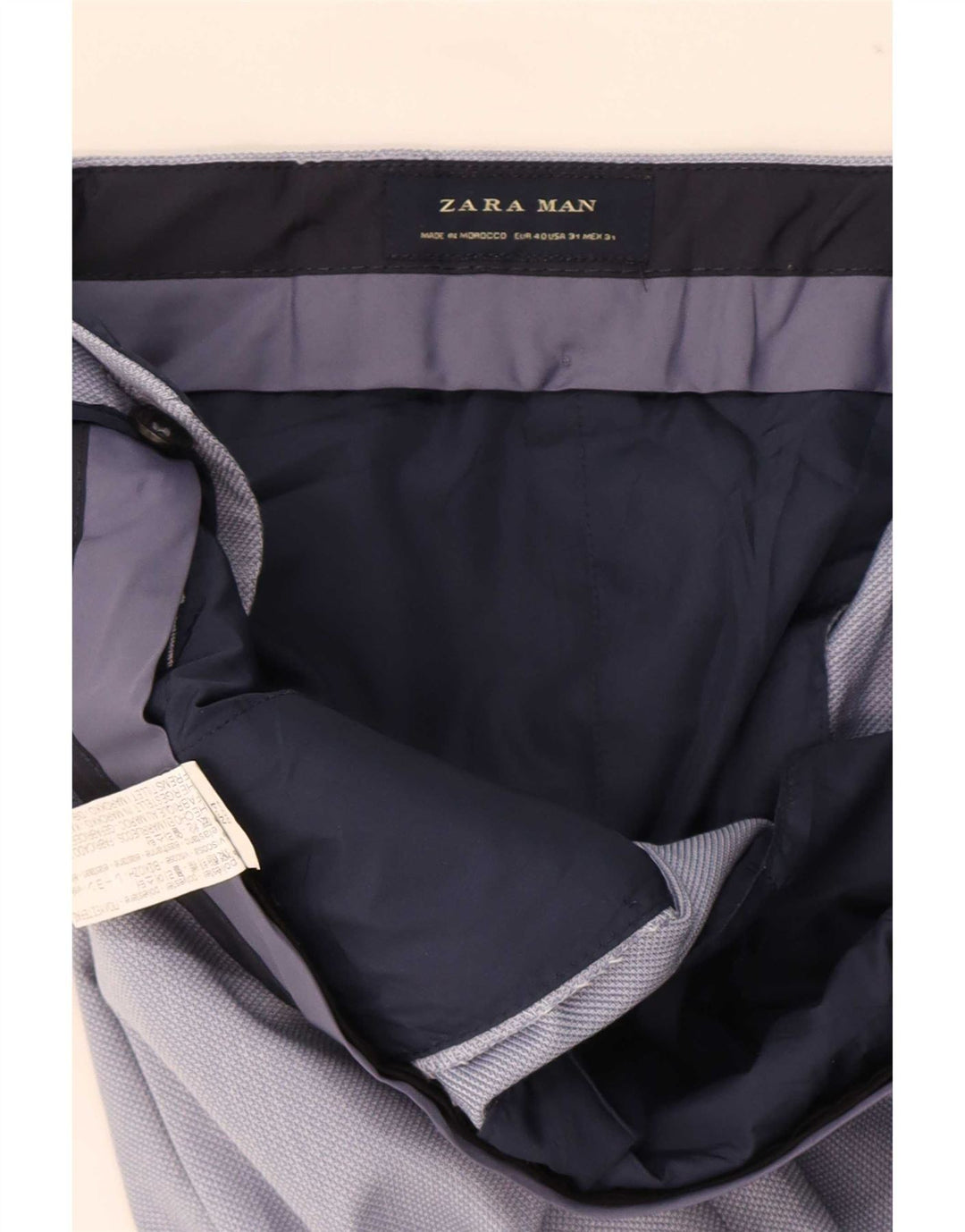 Calça masculina Zara Slim Suit EU 40 Médio W31 L32 Azul Poliéster