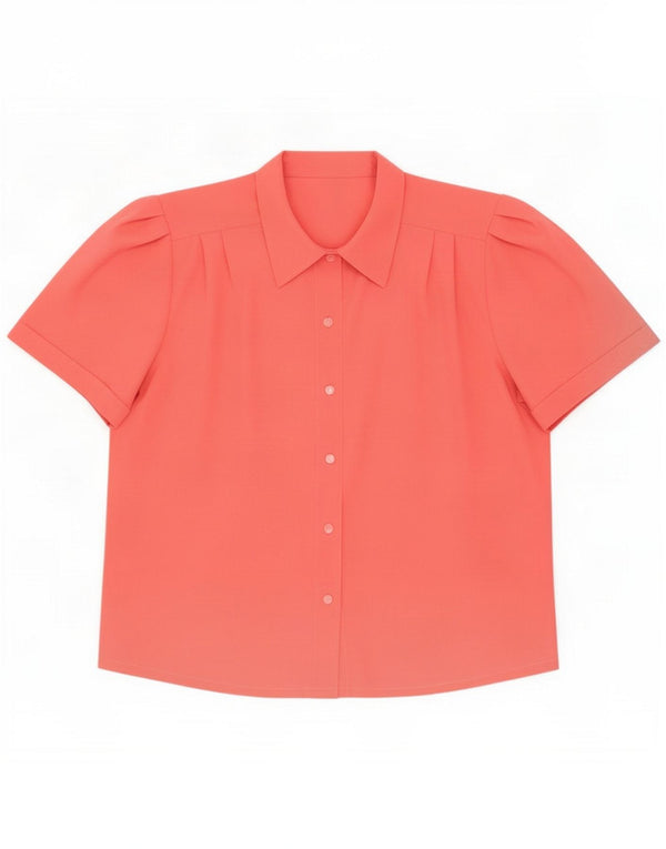 Blusa feminina vintage de manga curta UK 16 rosa grande