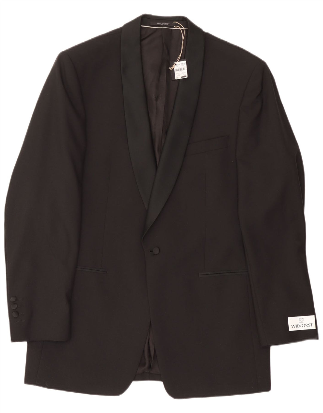 Jaqueta blazer masculina Wilvorst com 1 botão EU 50 grande lã preta