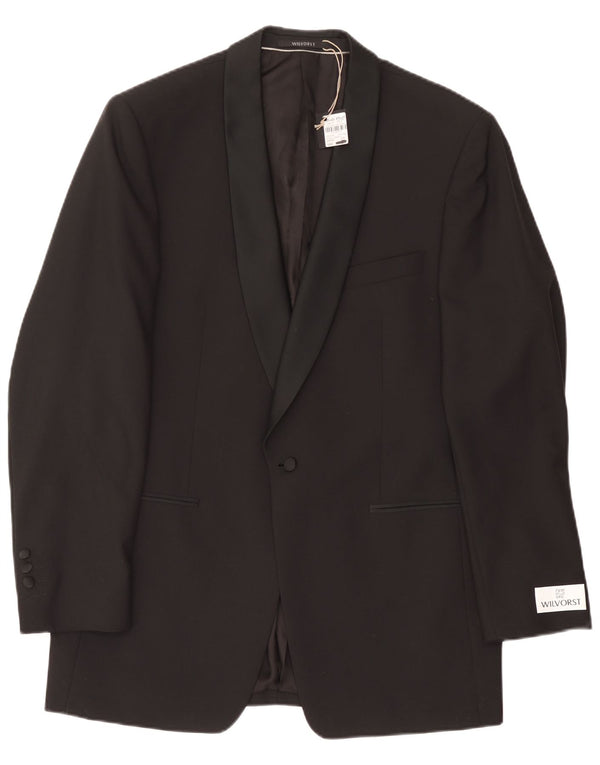 Jaqueta blazer masculina Wilvorst com 1 botão EU 50 grande lã preta