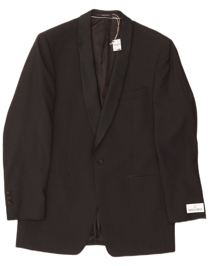 Jaqueta blazer masculina Wilvorst com 1 botão EU 50 grande lã preta