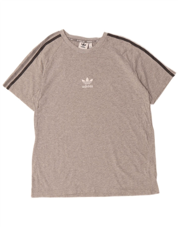 Camiseta masculina Adidas grande algodão manchado cinza
