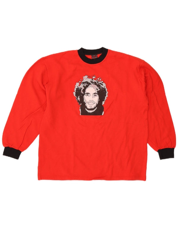 Moletom gráfico masculino vintage Jumper 2XL algodão colorblock vermelho