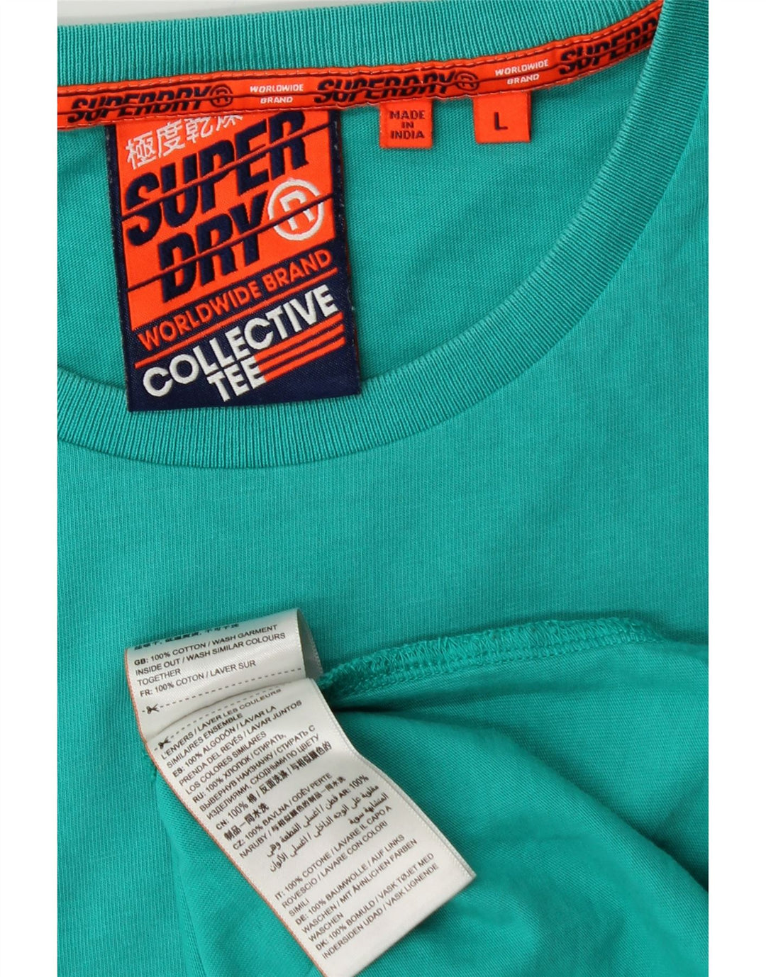 Camiseta masculina SUPERDRY grande algodão turquesa