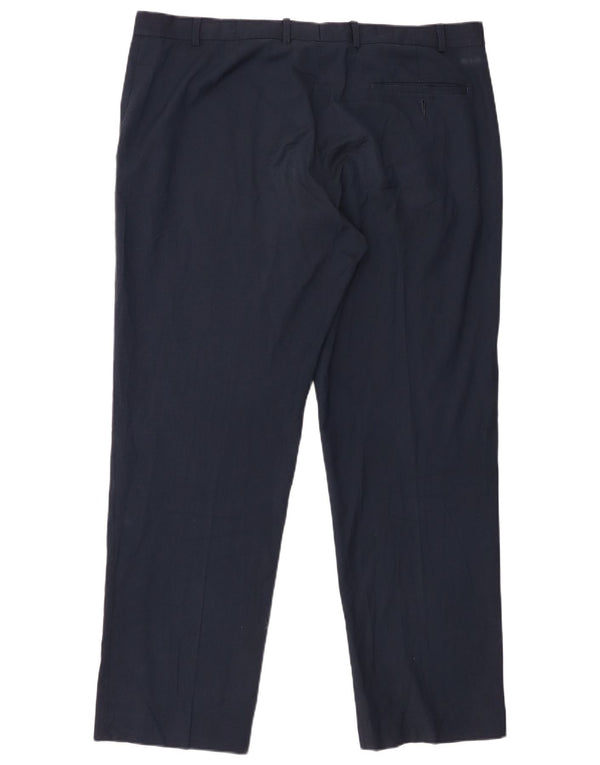 Calça masculina de terno regular Marks & Spencer W40 L31 azul marinho poliéster