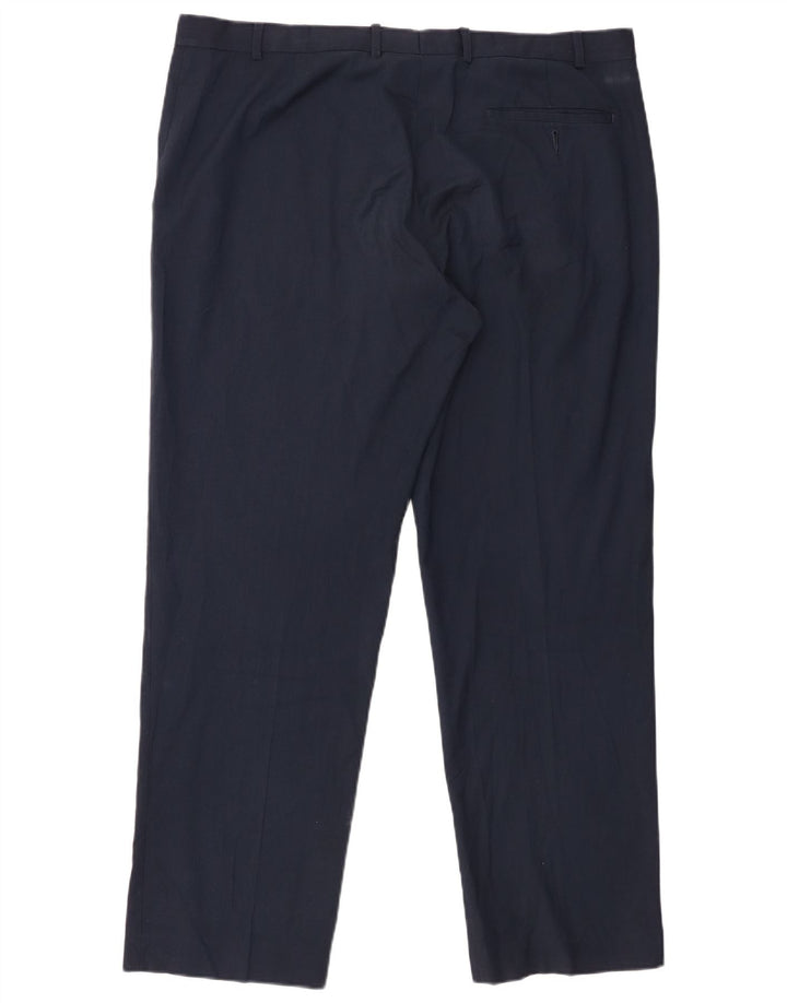 Calça masculina de terno regular Marks & Spencer W40 L31 azul marinho poliéster
