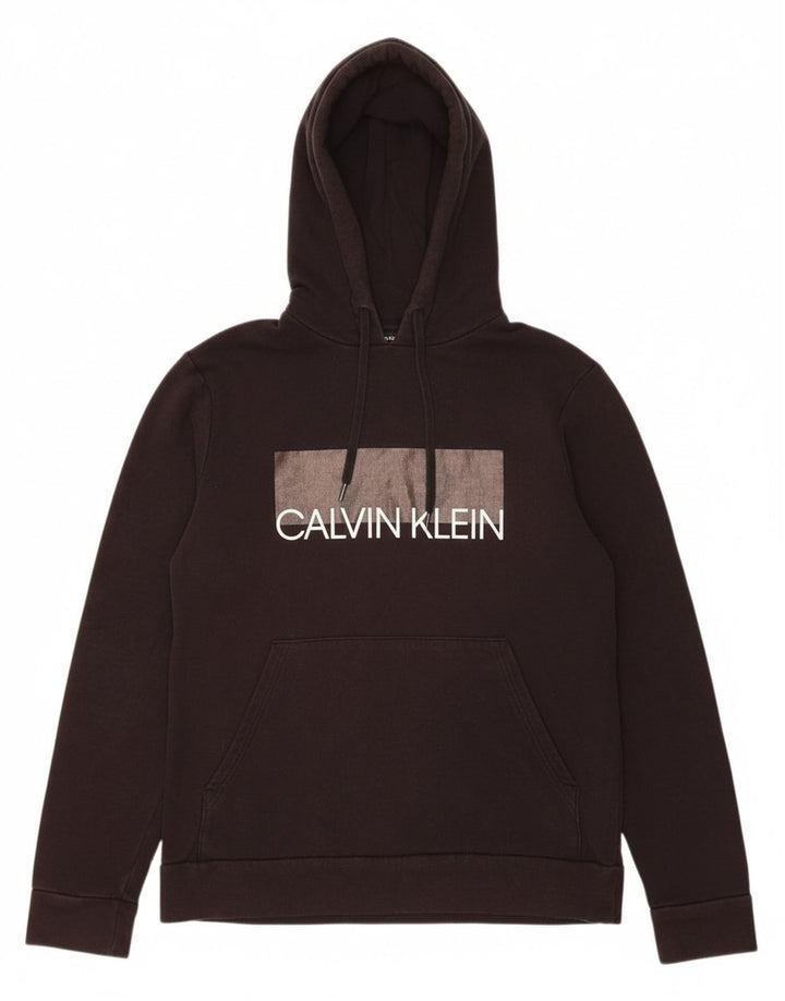 CALVIN KLEIN moletom com capuz gráfico masculino médio algodão preto