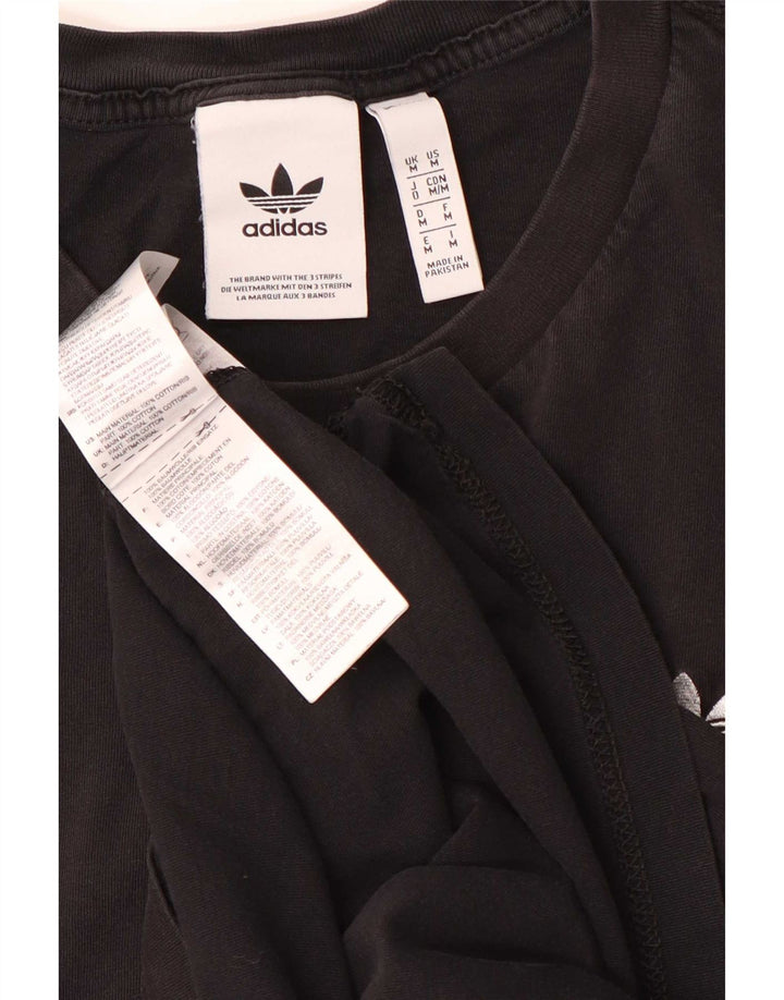 Adidas Mens Camiseta Top Médio Algodão Preto