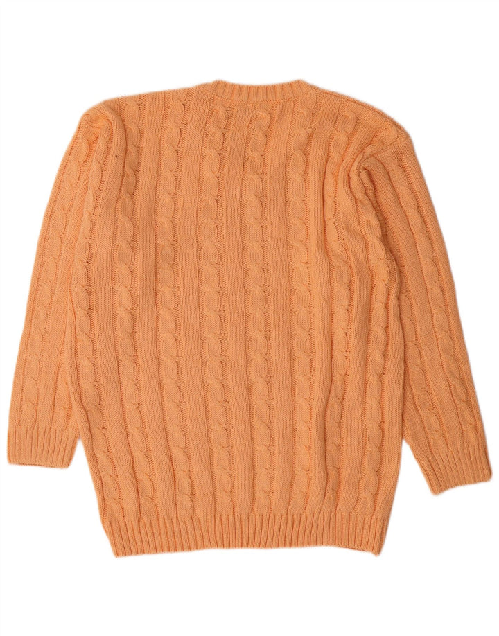 Suéter masculino VINTAGE com decote em V médio laranja acrílico