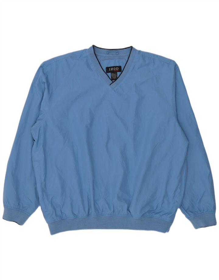 Izod Mens Pulôver Treino Top Grande Poliéster Azul