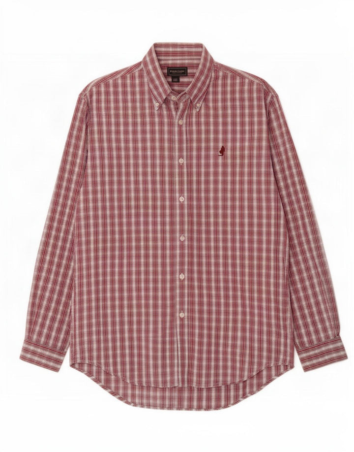 Camisa masculina Marlboro Classics grande algodão xadrez vermelho