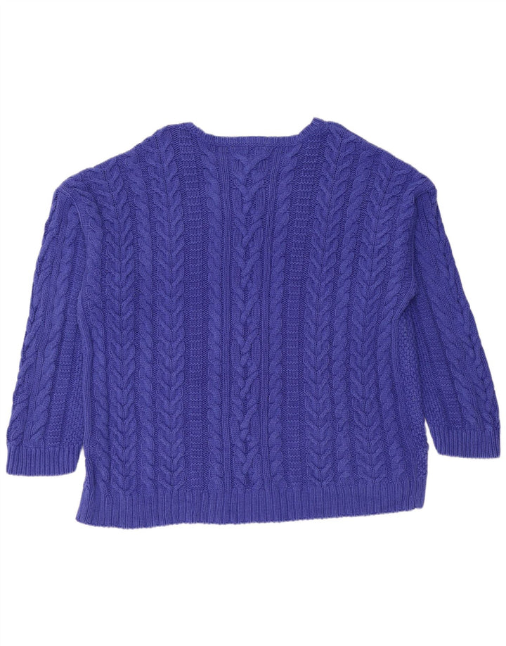 Suéter feminino RALPH LAUREN com gola canoa Reino Unido 22 3XL algodão azul