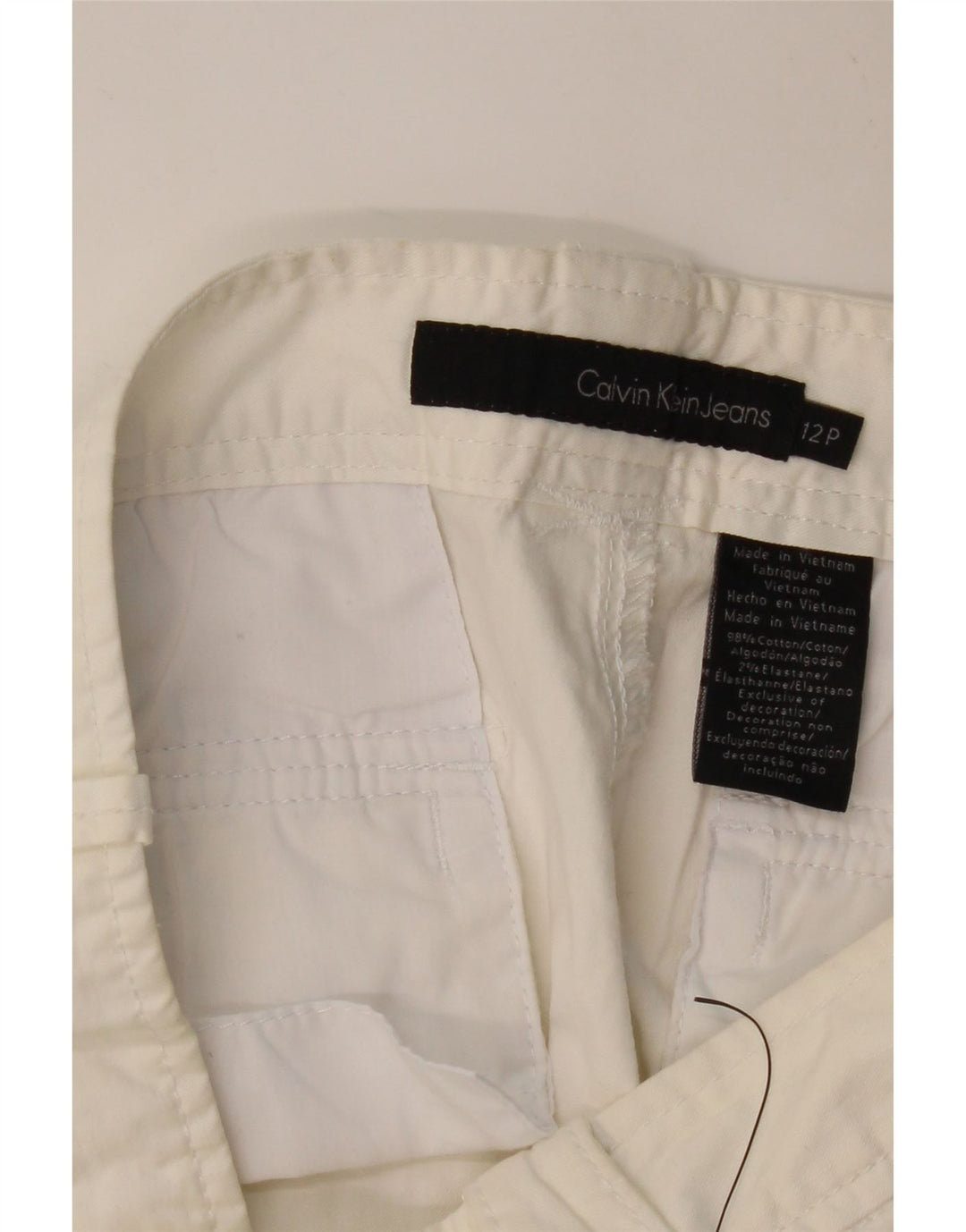 Calça capri feminina CALVIN KLEIN US 12 grande W34 L19 branco
