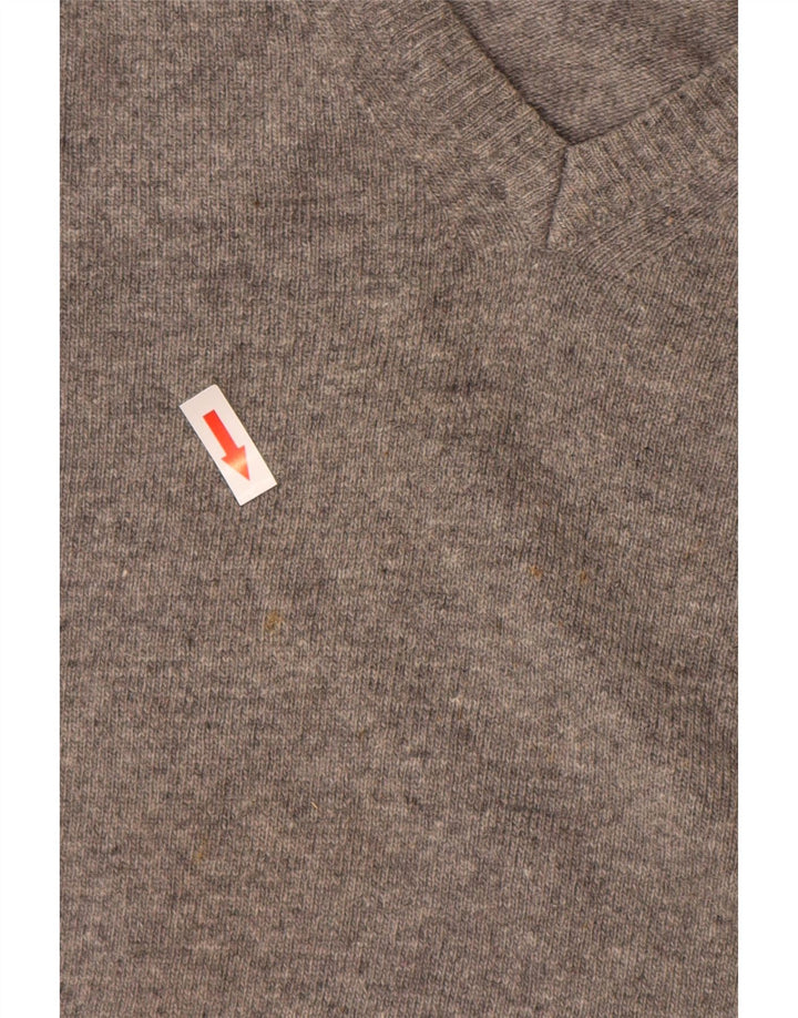 Suéter masculino Conte of Florence com decote em V de lã cinza médio