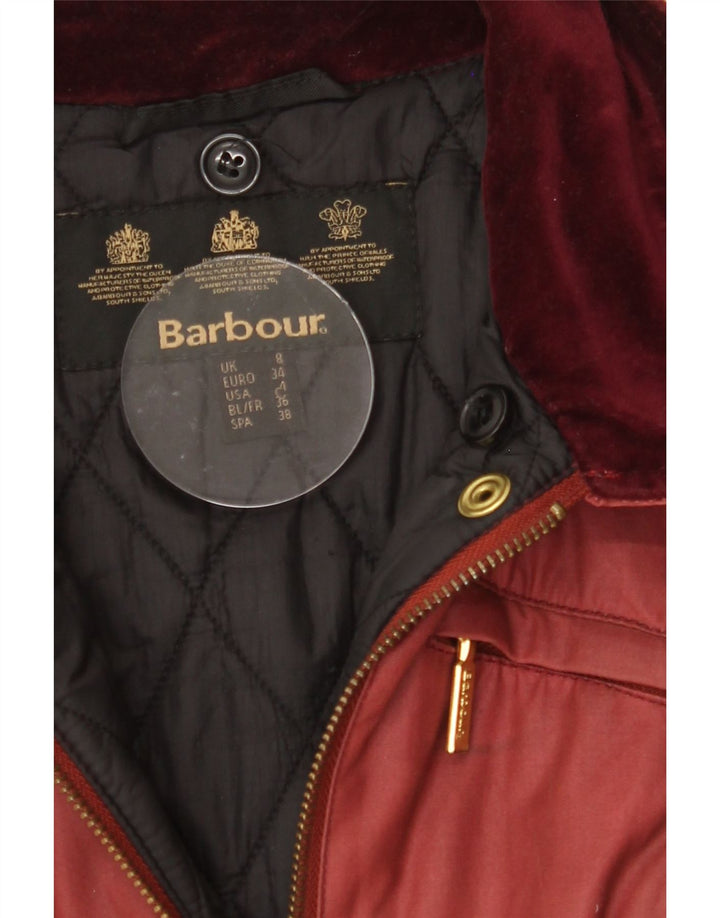 BARBOUR Womens Quilted Jacket UK 8 Small  Red Vintage Barbour and Second-Hand Barbour from Messina Hembry 
