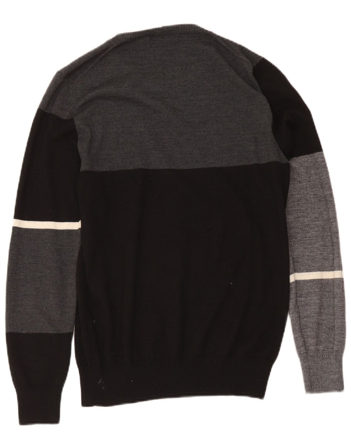 Suéter masculino Iceberg com gola redonda, lã colorblock médio preto