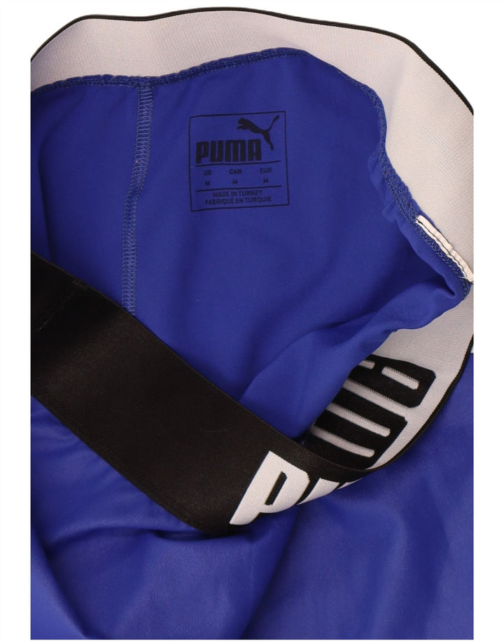 Puma Womens Graphic Leggings UK 12 Medium Blue Colourblock