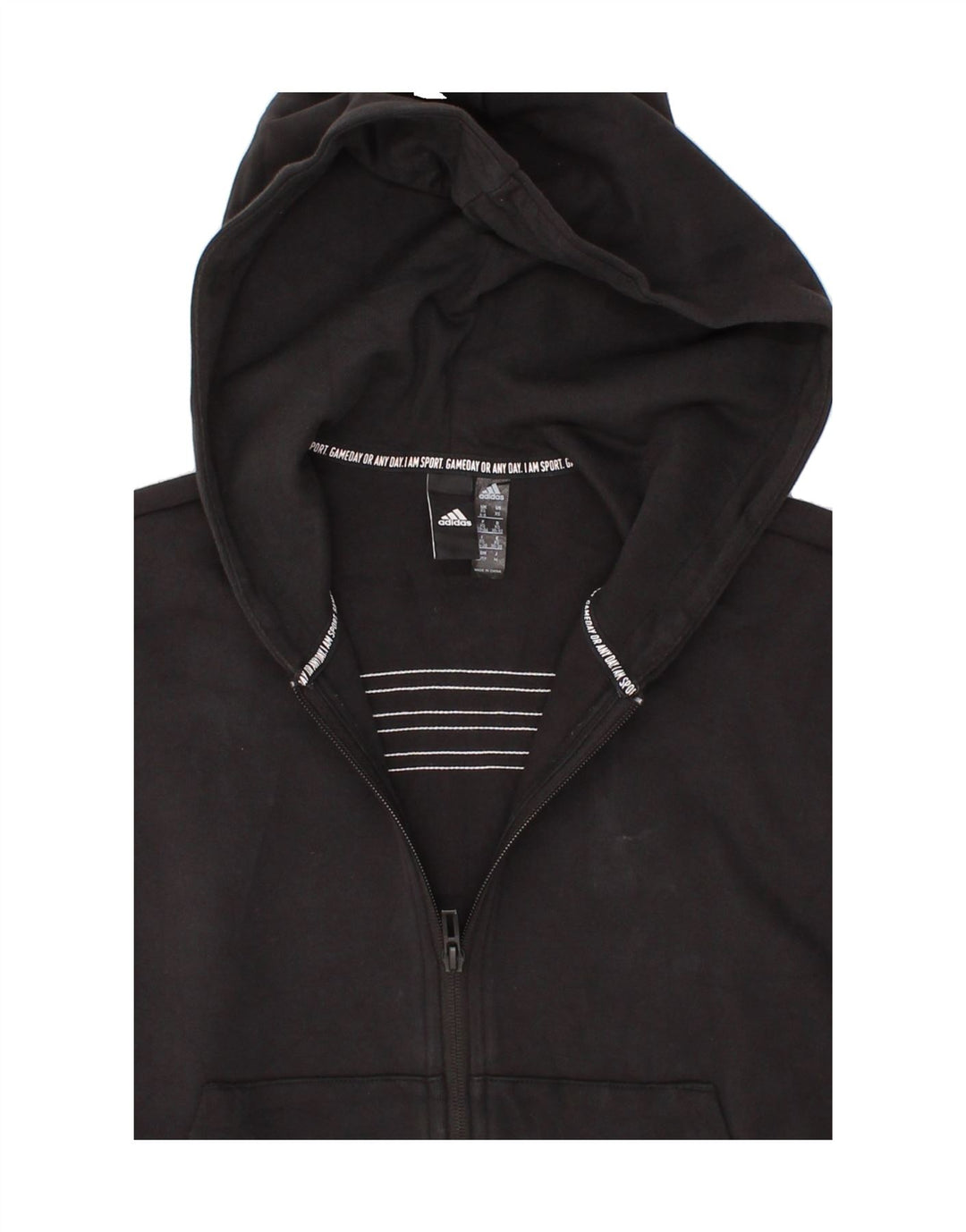 ADIDAS Womens Oversized Zip Hoodie Sweater UK 4/6 XS Black Cotton Vintage Adidas and Second-Hand Adidas from Messina Hembry 