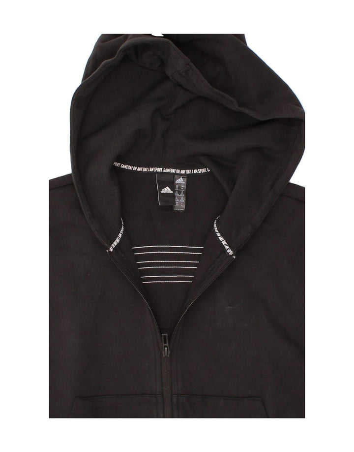 ADIDAS Womens Oversized Zip Hoodie Sweater UK 4/6 XS Black Cotton Vintage Adidas and Second-Hand Adidas from Messina Hembry 