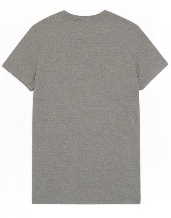 Camiseta masculina Hard Rock Cafe Andorra com estampa gráfica pequena de algodão cinza manchado