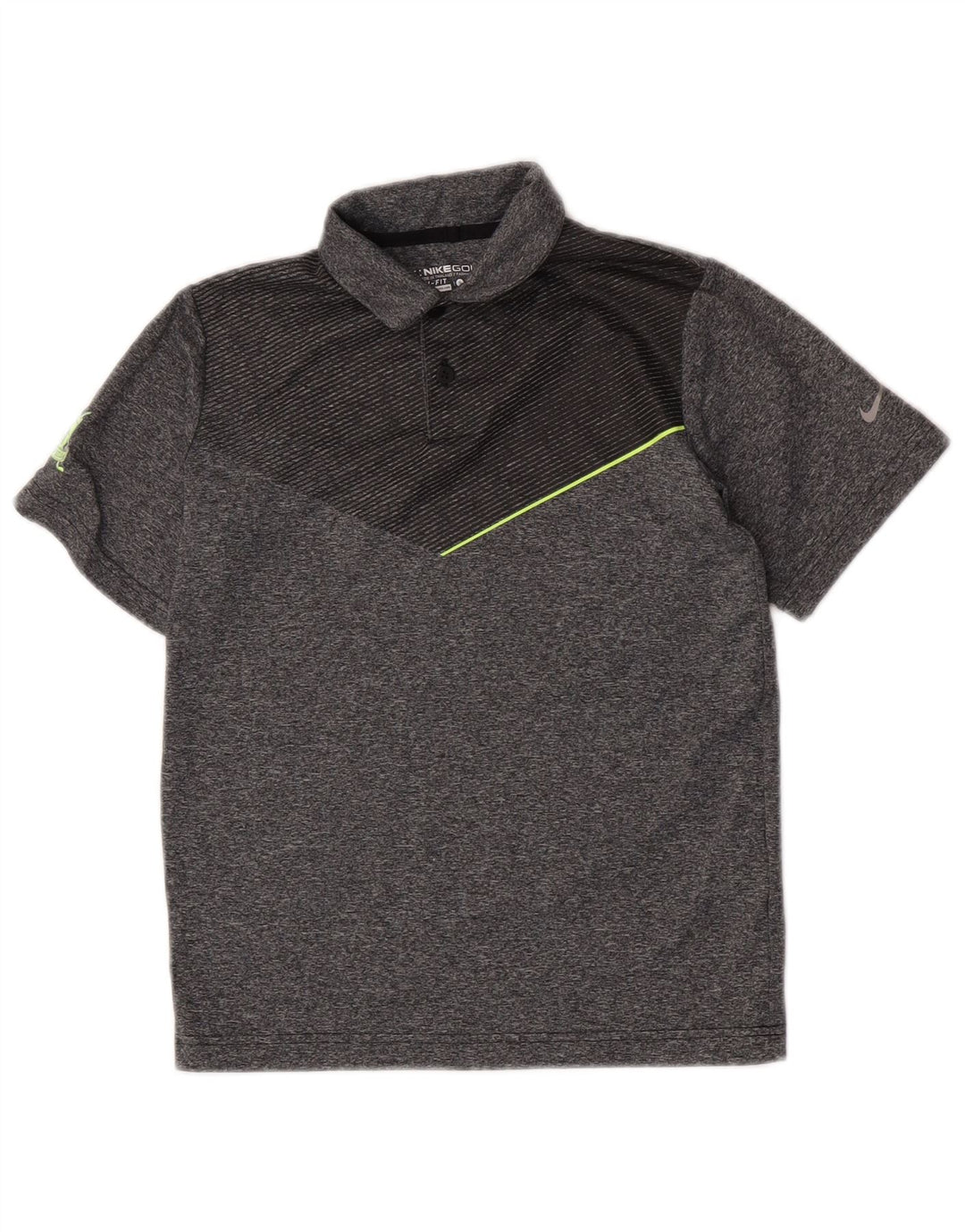 Camisa polo Nike Boys Dri Fit 8-9 anos pequena cinza colorblock poliéster