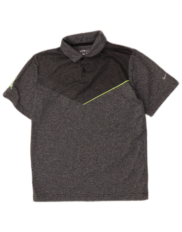 Camisa polo Nike Boys Dri Fit 8-9 anos pequena cinza colorblock poliéster