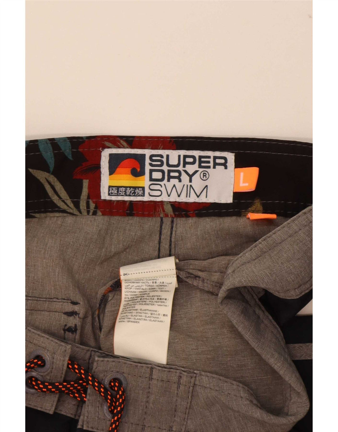 Shorts de natação masculino Superdry grande poliéster listrado azul marinho