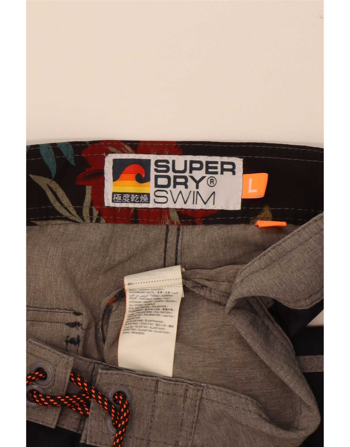 Shorts de natação masculino Superdry grande poliéster listrado azul marinho