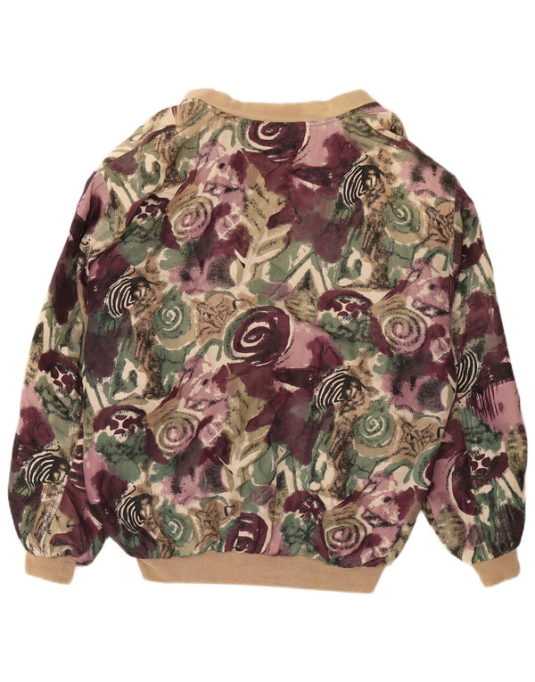 Jaqueta bomber masculina vintage UK 44 2XL seda floral roxa