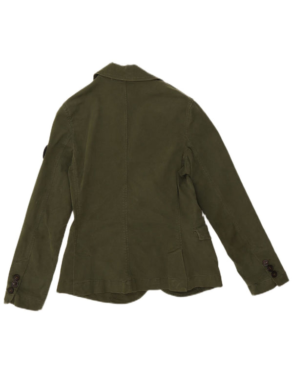 Jaqueta blazer feminina Avirex com 4 botões UK 6 XS algodão verde