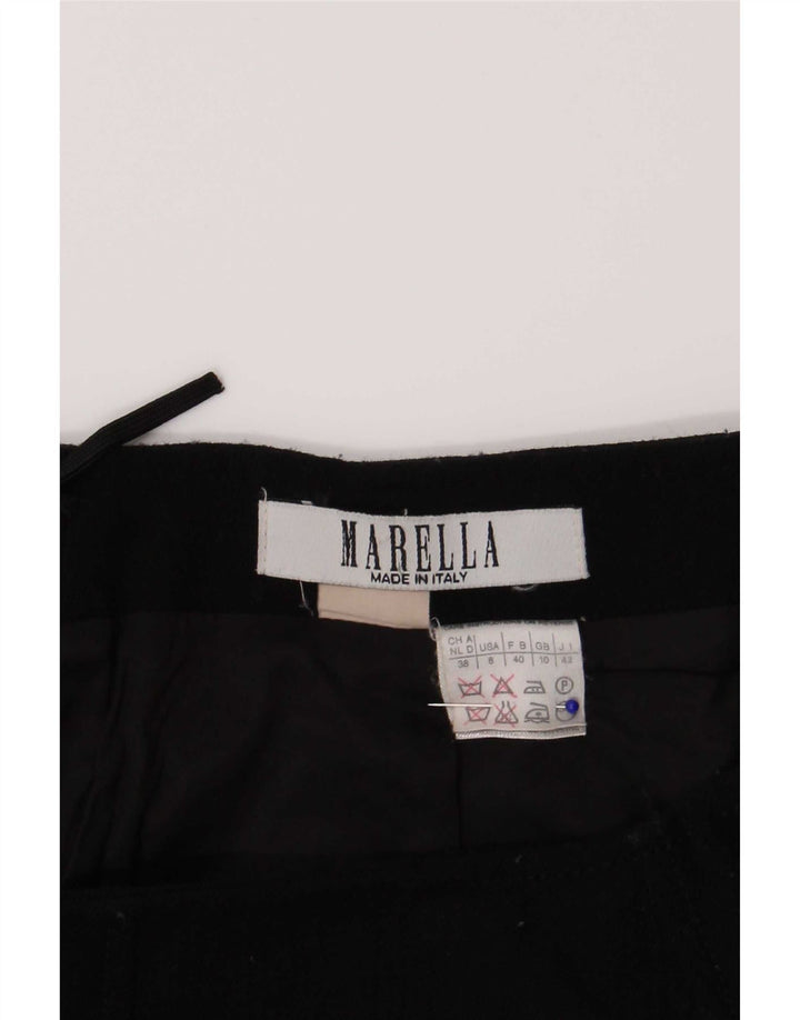 Mini saia feminina Marella Reino Unido 10 pequena W26 lã preta